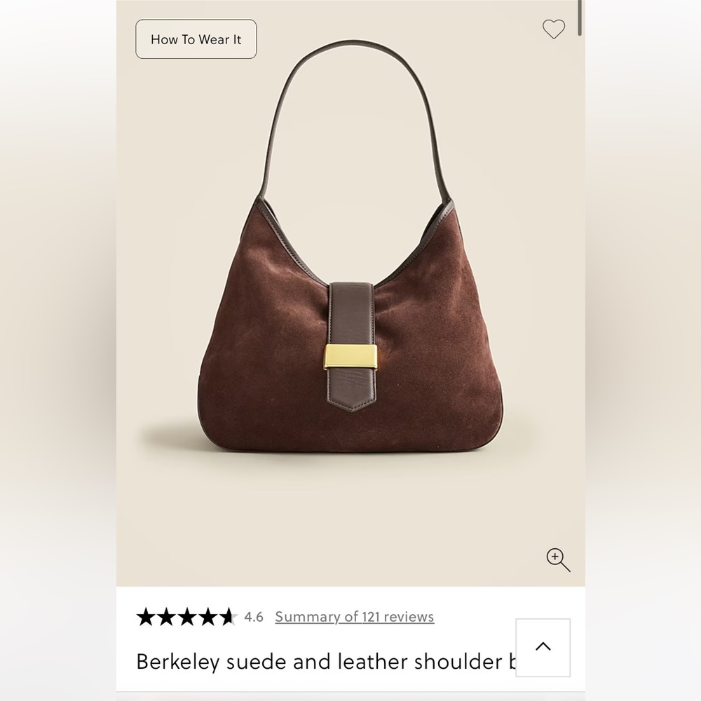 J. Crew Berkeley suede and leather shoulder bag NWT